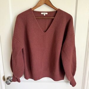 Madewell Rust/Mauve Thornton Balloon Sleeve Ribbed Sweater